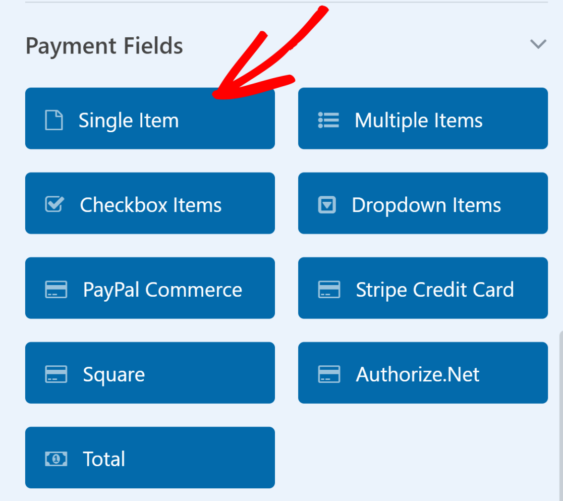 Drag the Single Item payment field