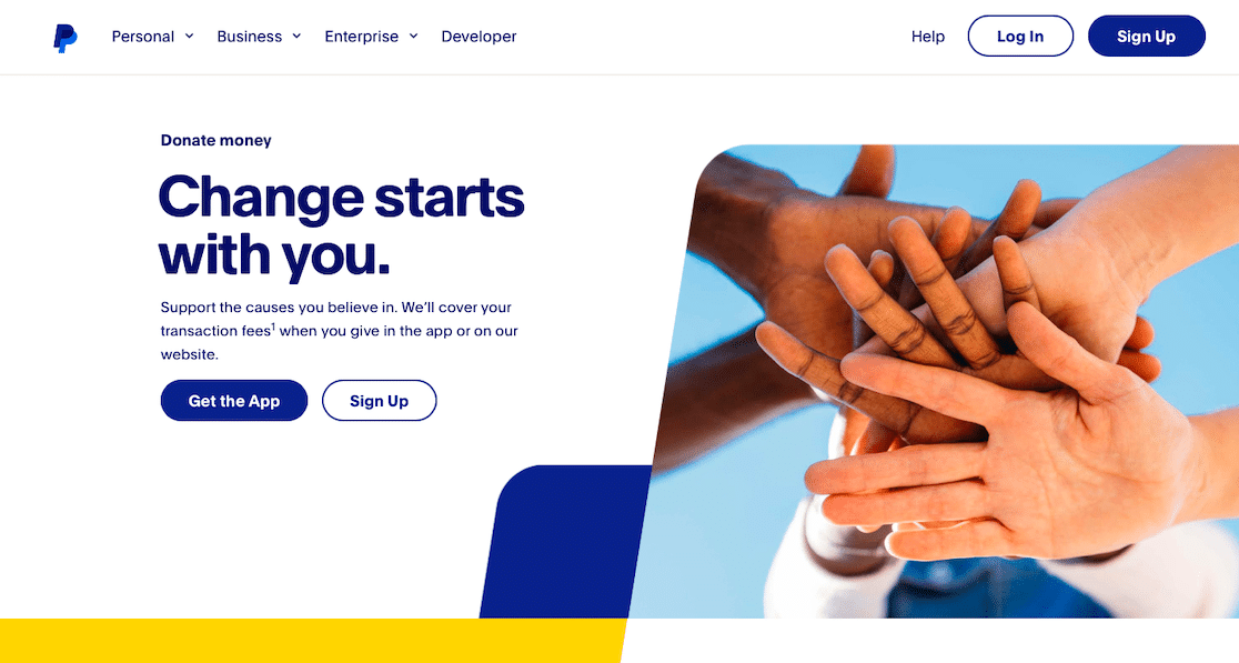 Navigating the PayPal homepage