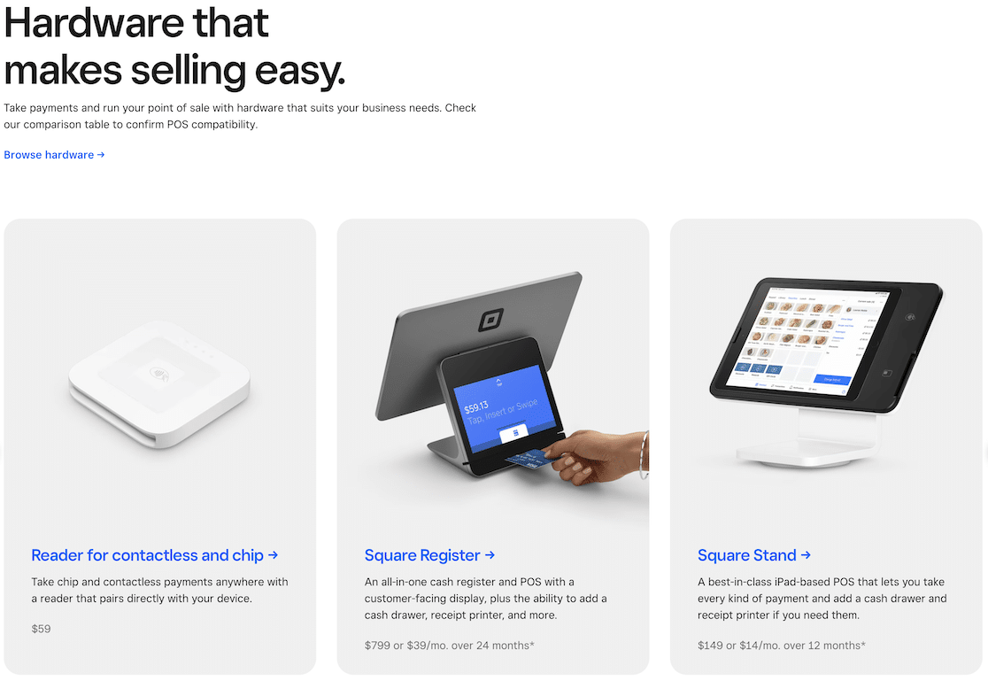 Some of Square's hardware offerings