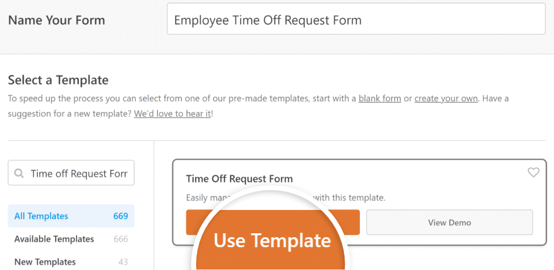 Use the time off request form template