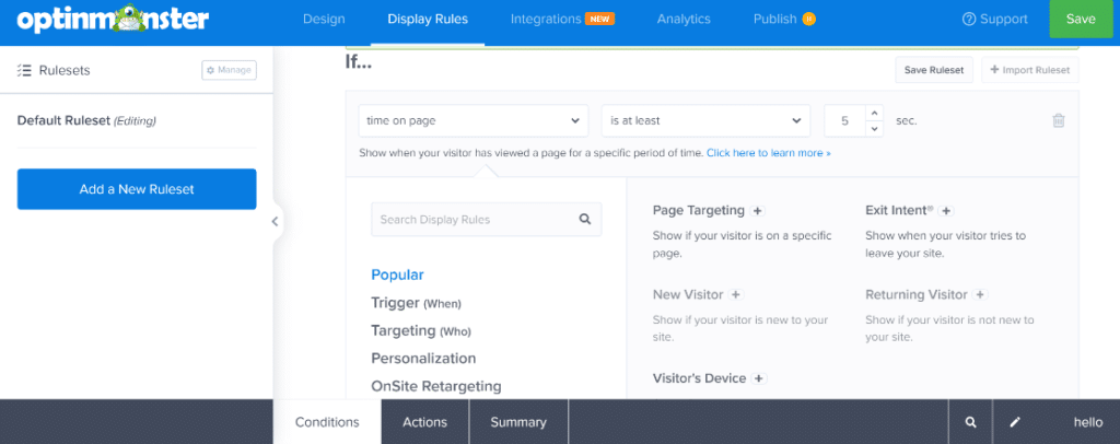 Targeting Rules in OptinMonster - WPForms Règles de ciblage d'OptinMonster