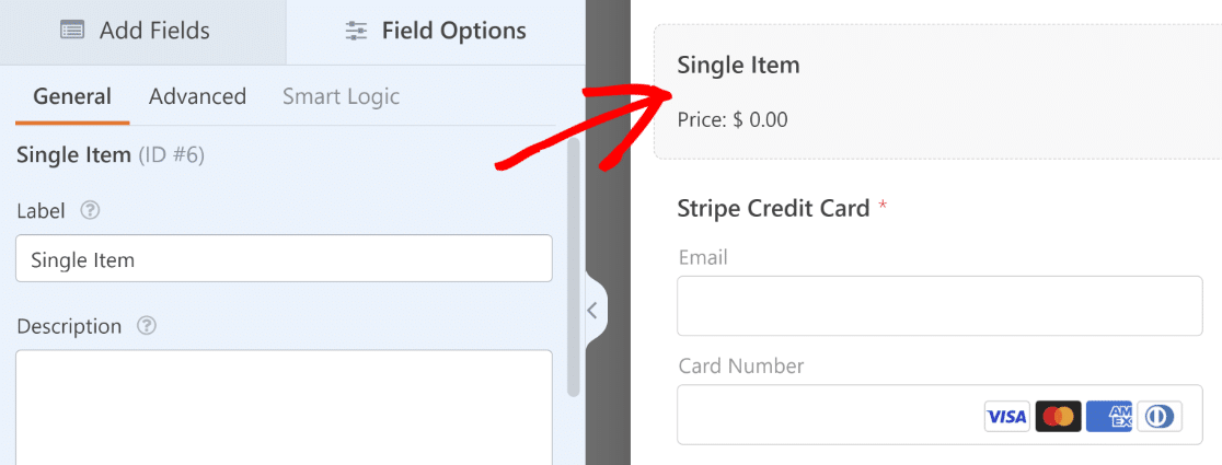 Single item field options