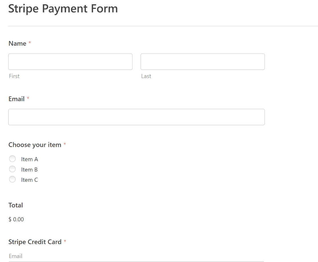 Stripe Payment Form Template