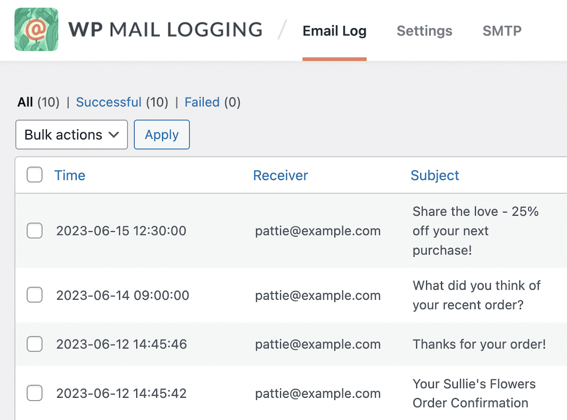 WP Mail Logging