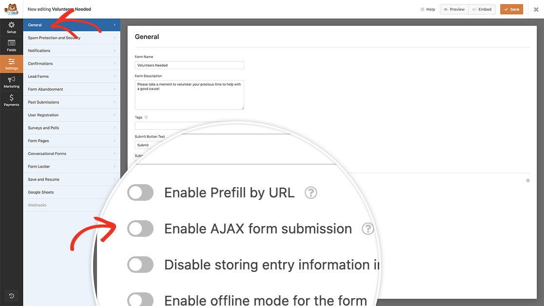 from the General tab under Settings, make sure the Enable AJAX form submission option is disabled for this form