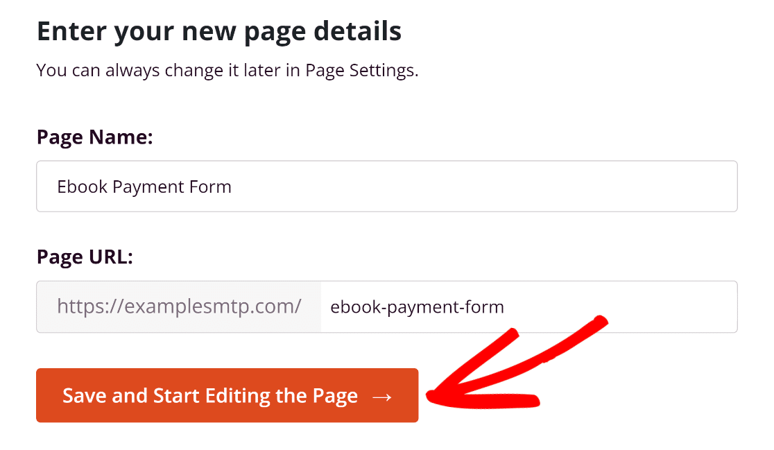 Enter new page details SeedProd