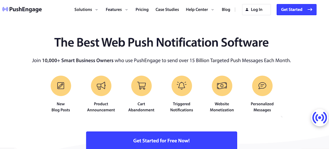 The PushEngage homepage