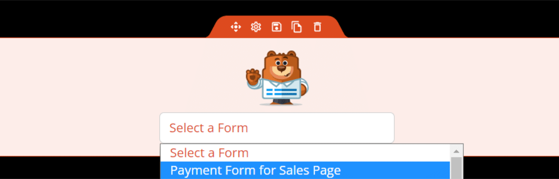 Select payment form for sales page