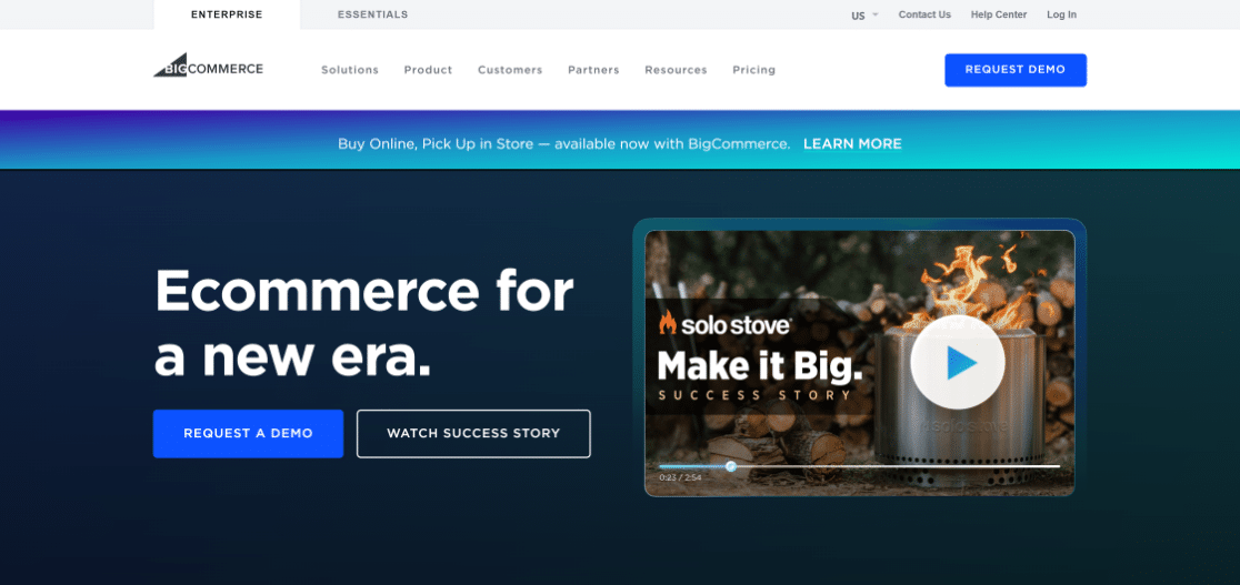 The BigCommerce homepage