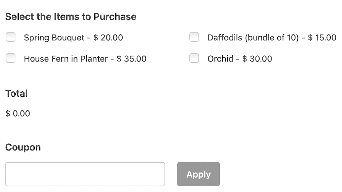 Add a coupon field in WPForms 