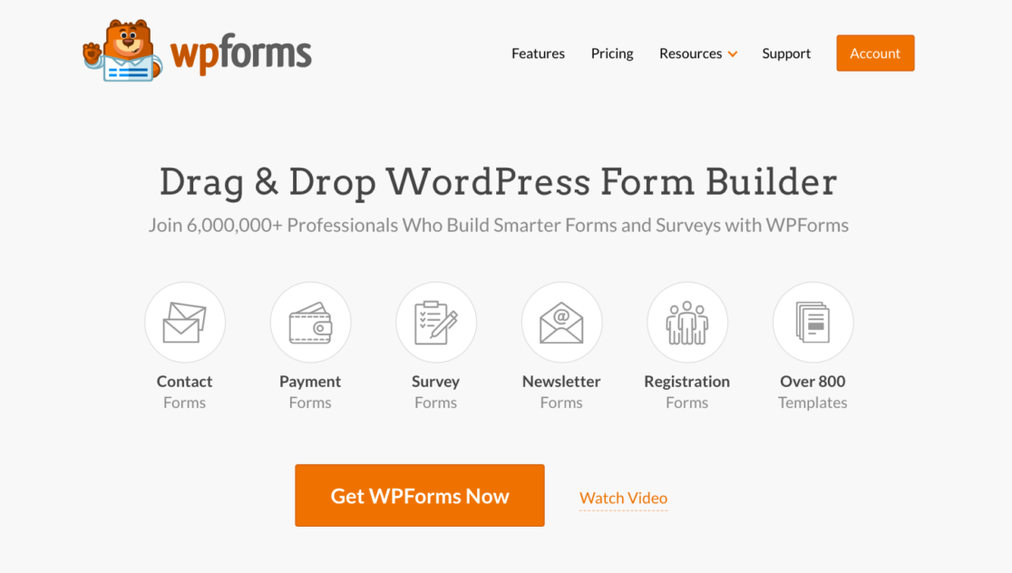 The WPForms homepage