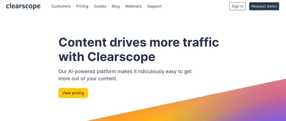 Navigating the Clearscope homepage