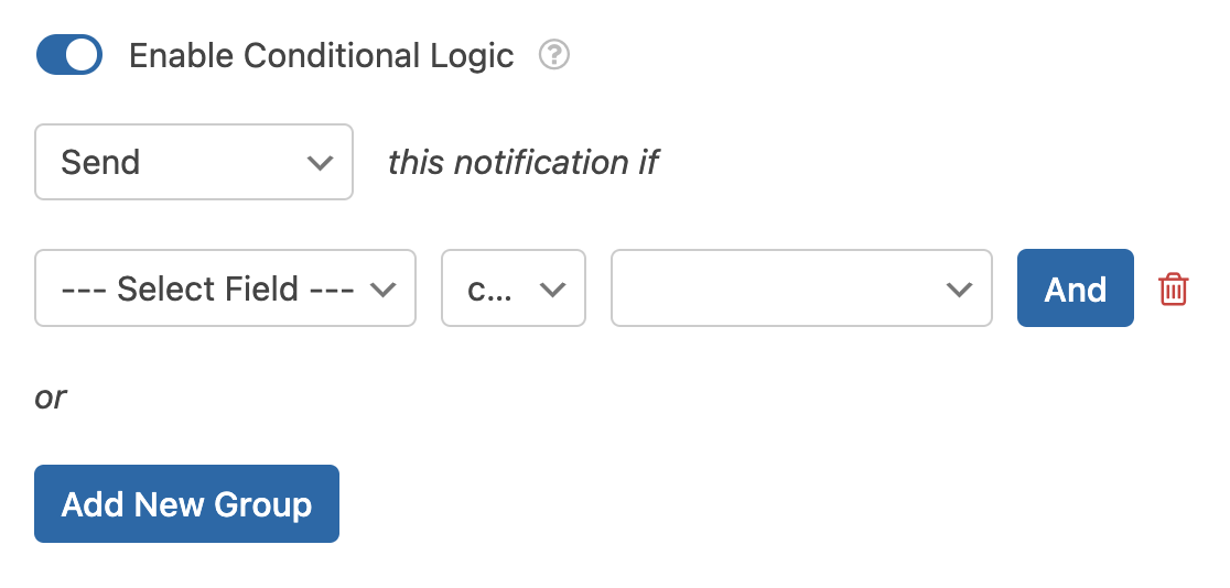 Conditional form notification