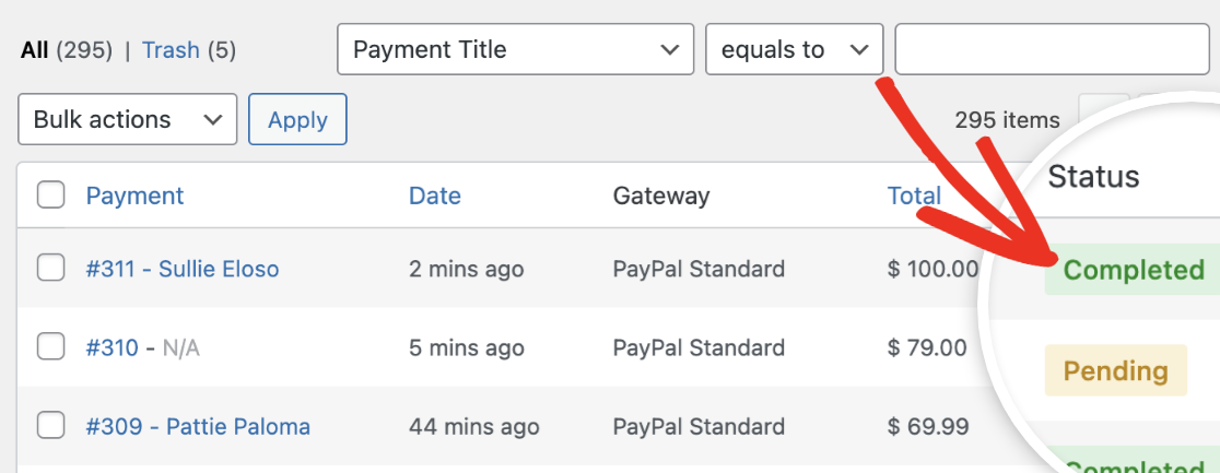 PayPal Standard completed status