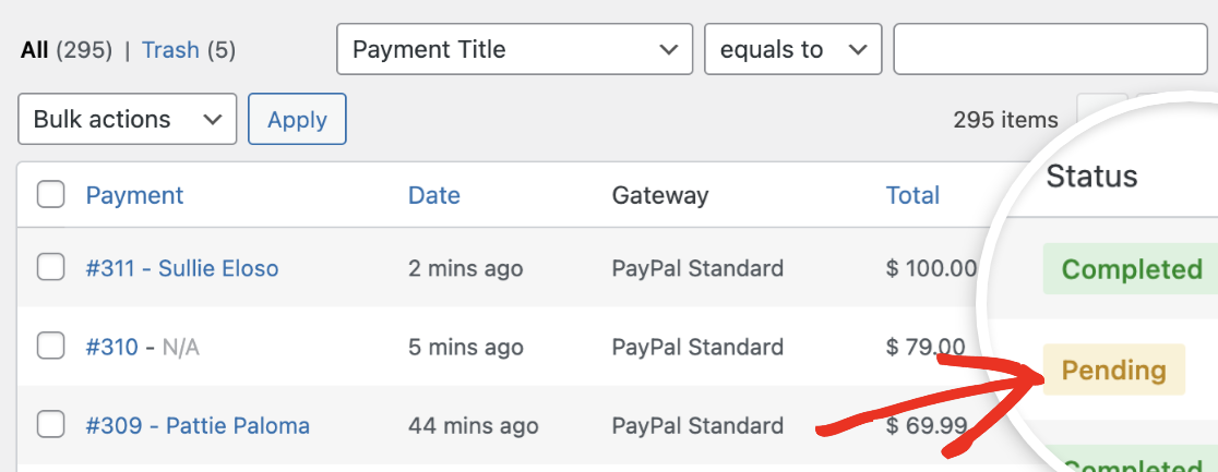 PayPal Standard pending status