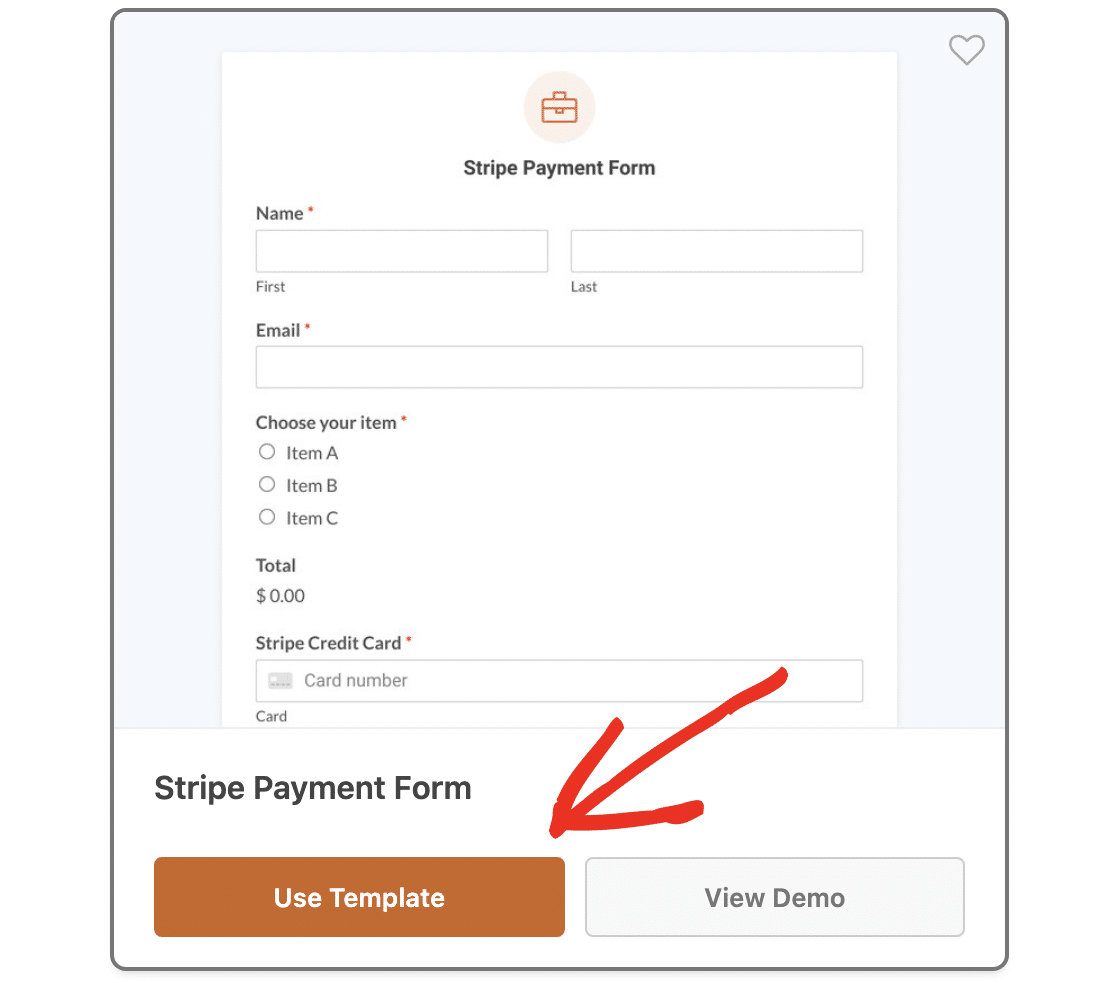 Stripe payment form