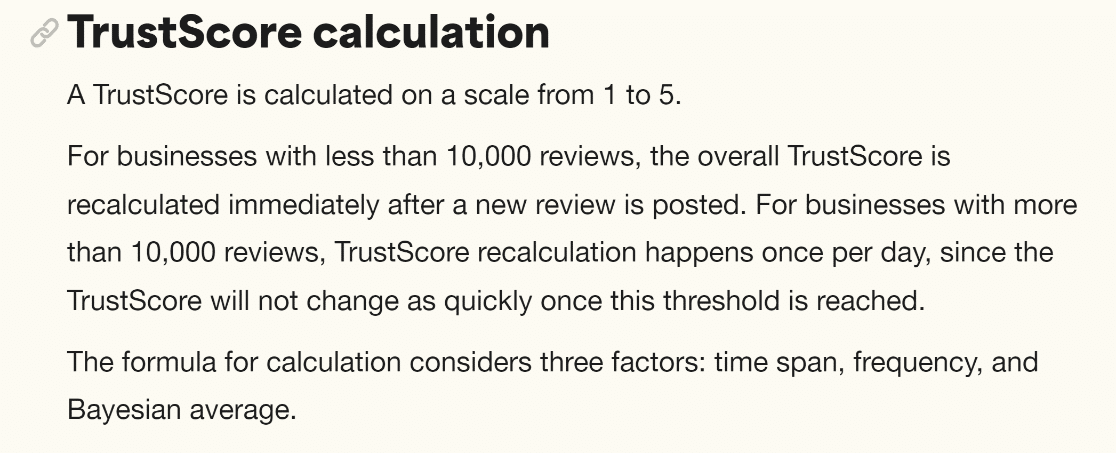 TrustScore calculation