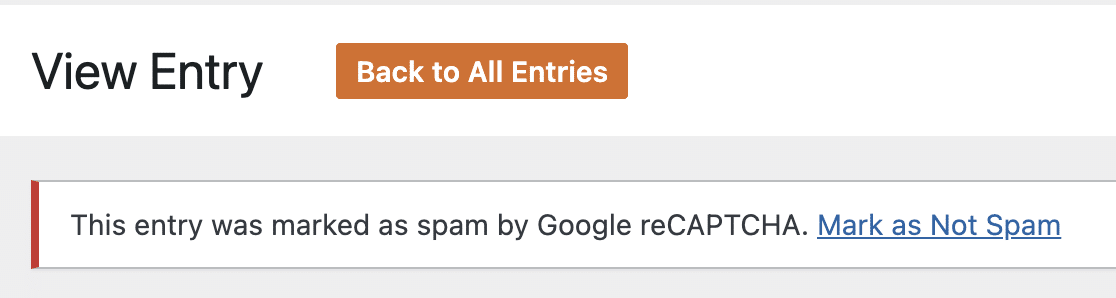 Entry marked as spam by Google reCAPTCHA