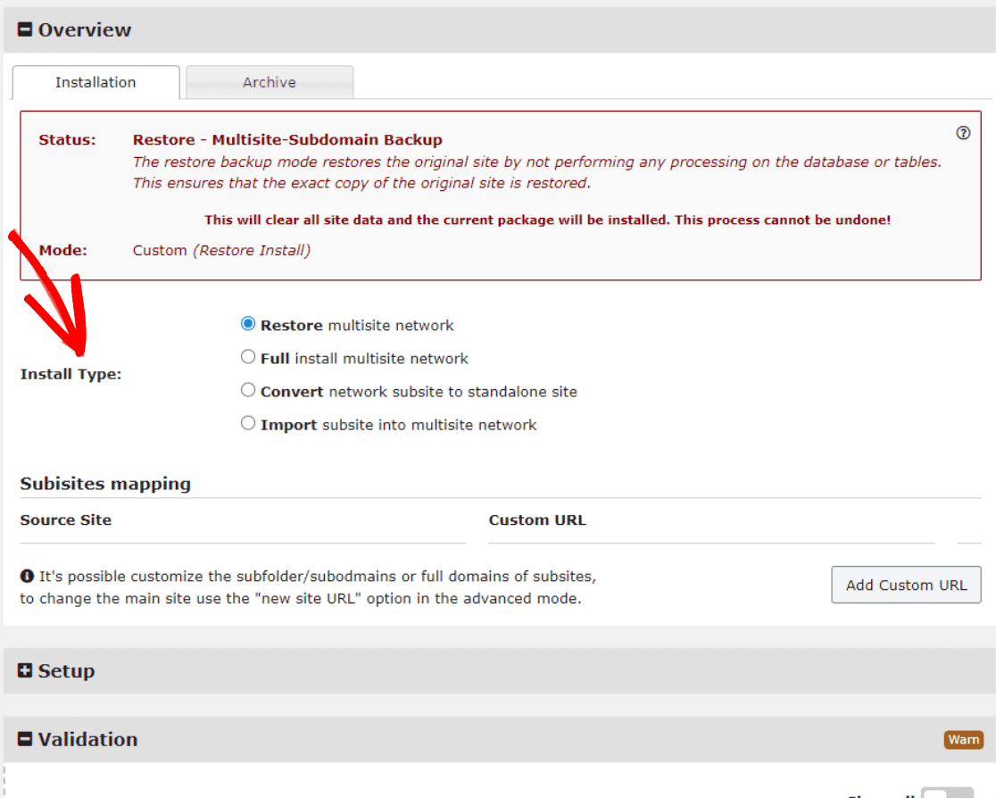 Duplicator Pro multisite restoration