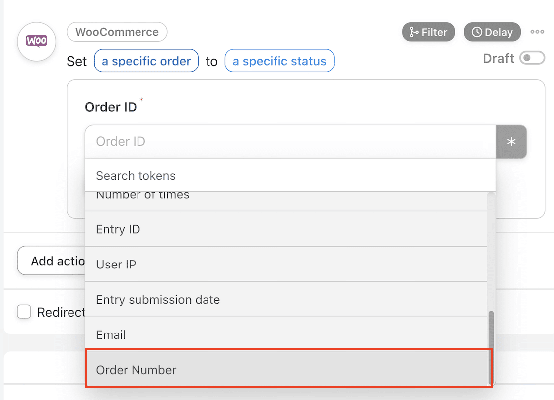 Choose order number as order ID