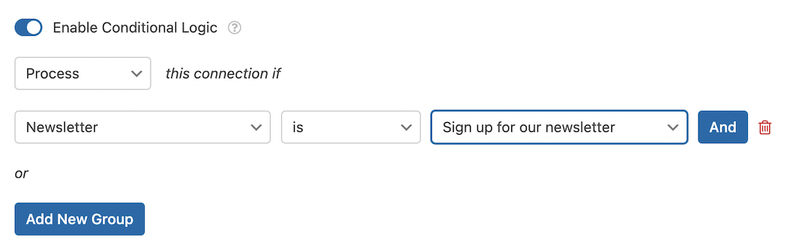 Conditional logic for newsletter opt-in