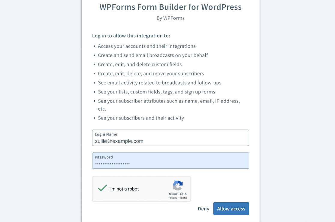 Connect WPForms to Aweber