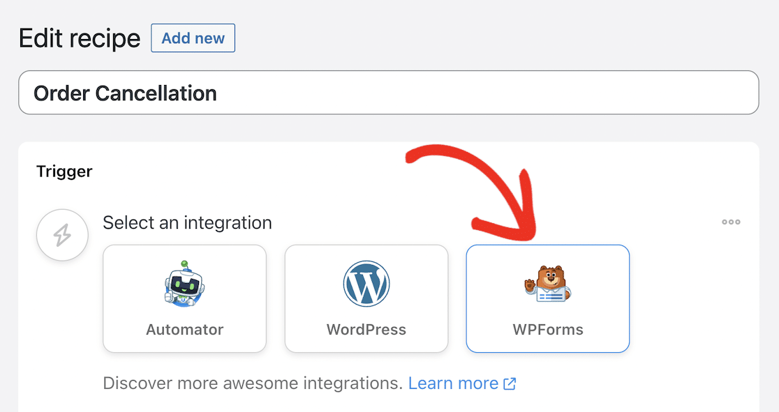 Create WPForms trigger