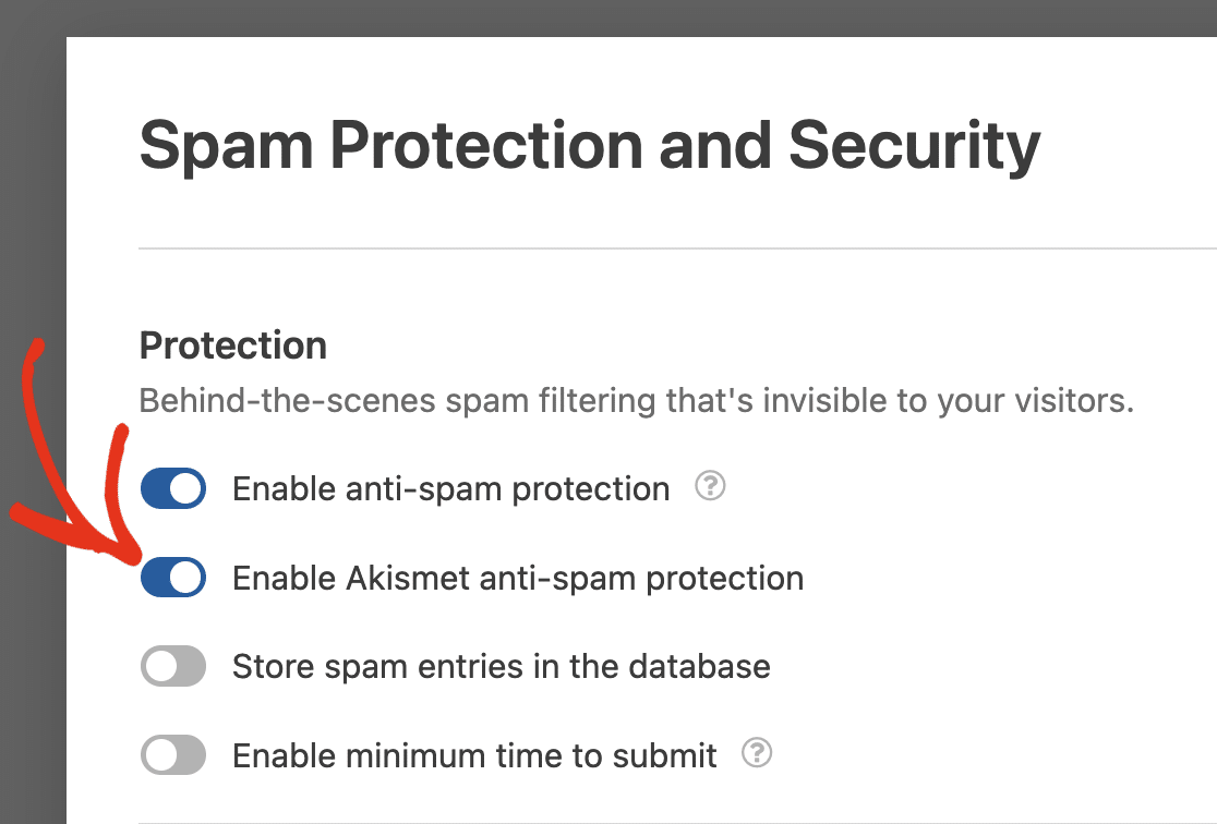 enable akismet anti-spam protection