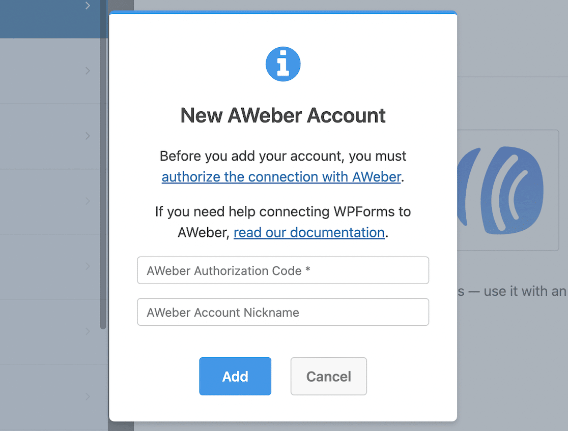 New Aweber account details