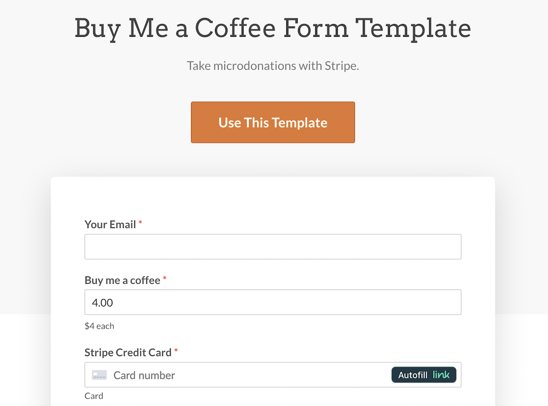 WPForms Buy Me a Coffee alternative form template