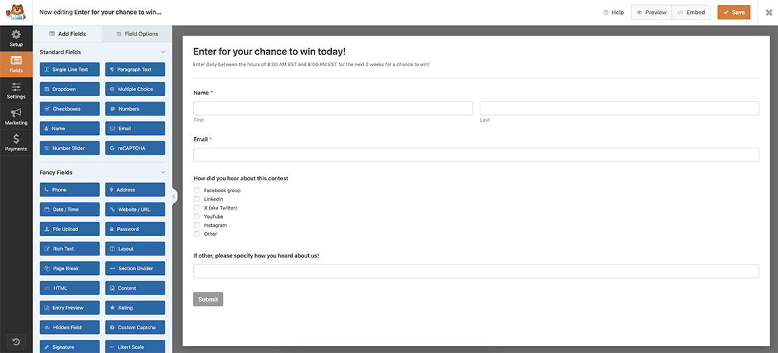 to schedule a form you first need to create one and add your fields
