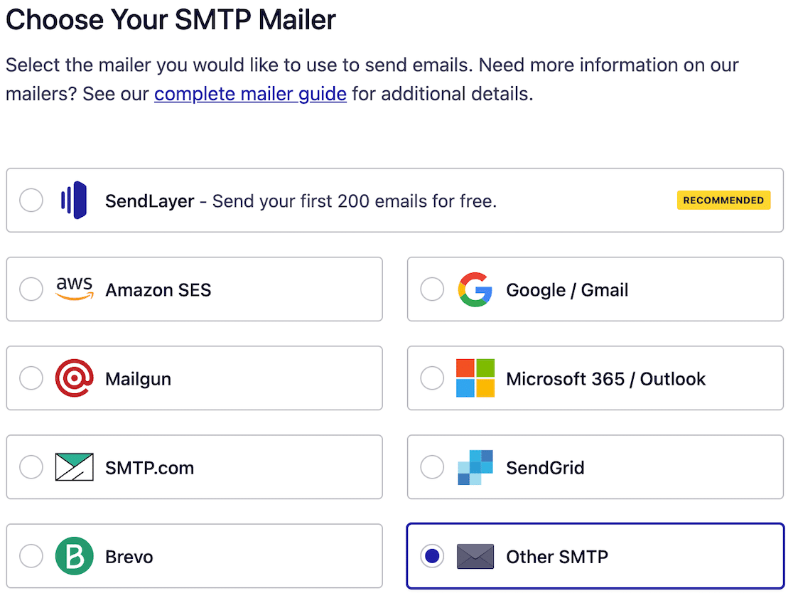 Choose a mailer in Easy WP SMTP