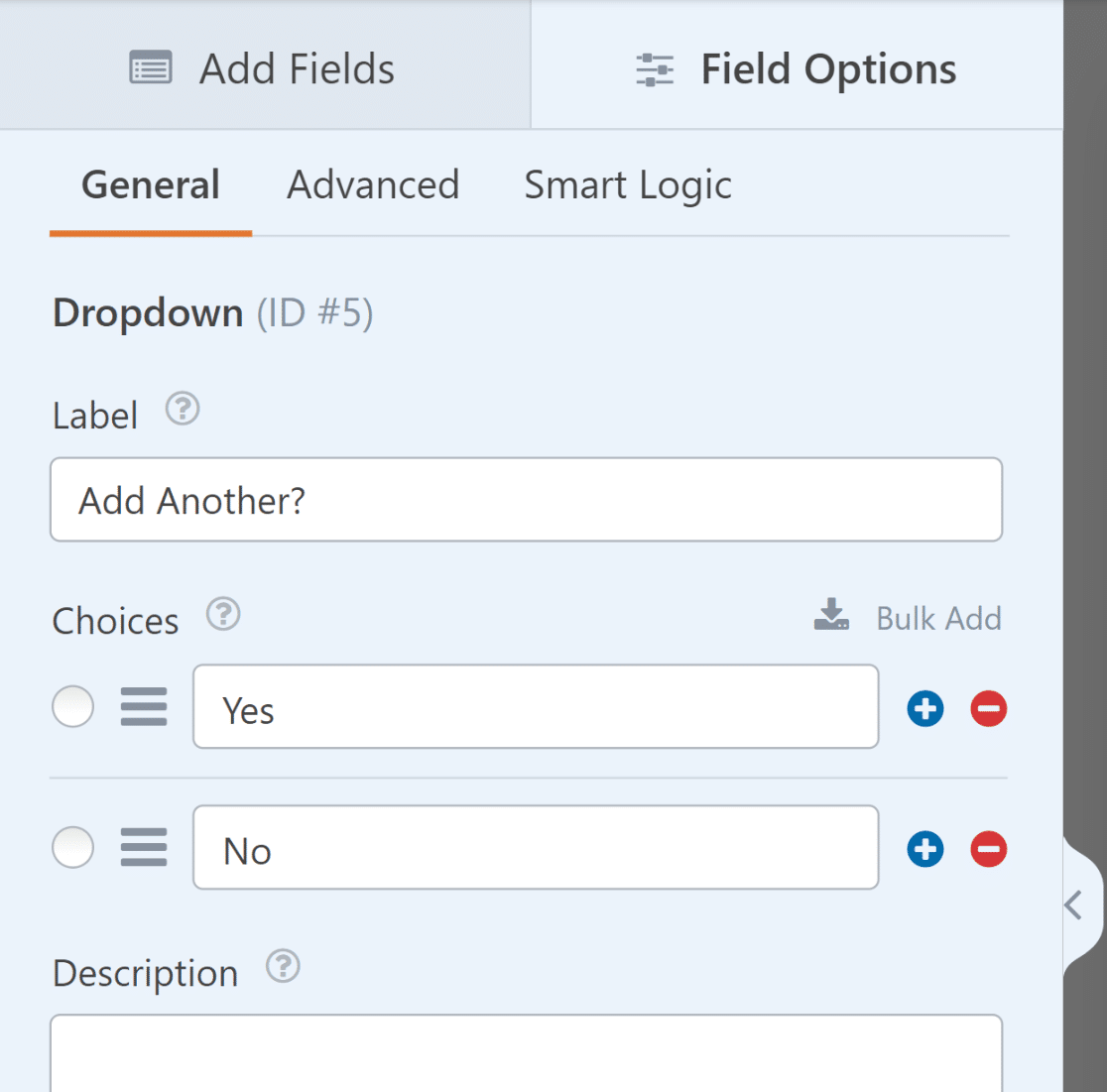 Configure dropdown options