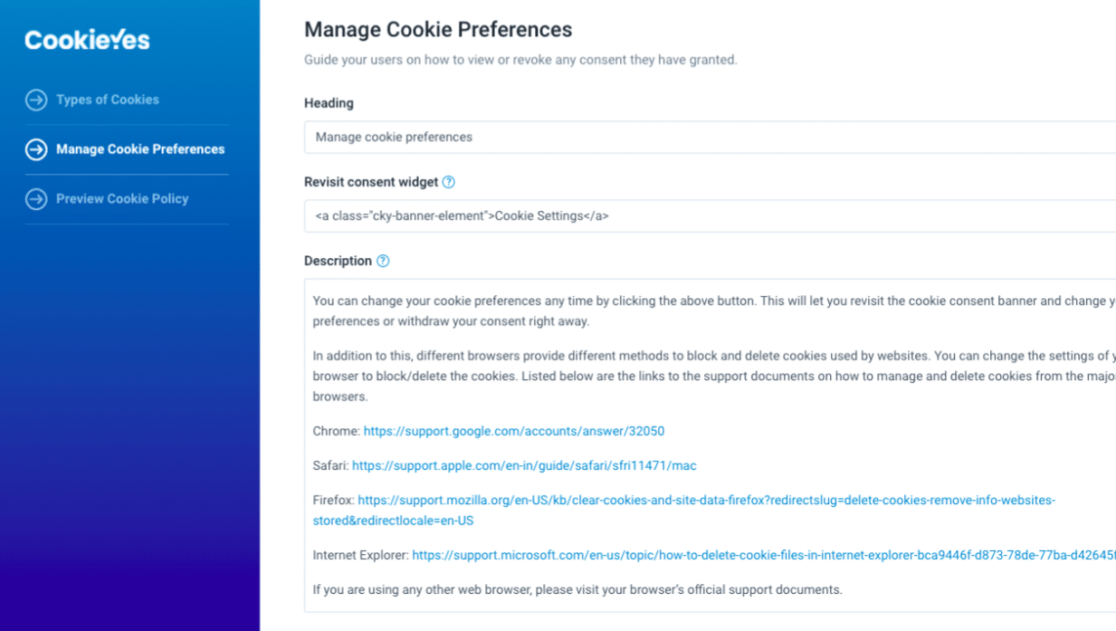 Managing cookie preferences with CookieYes