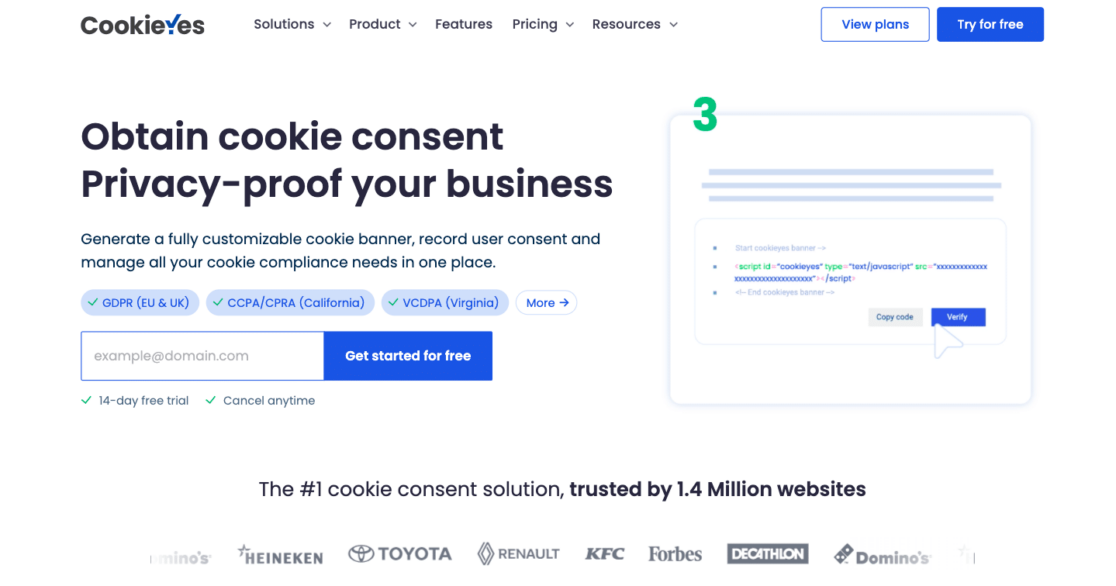 Navigating the CookieYes homepage