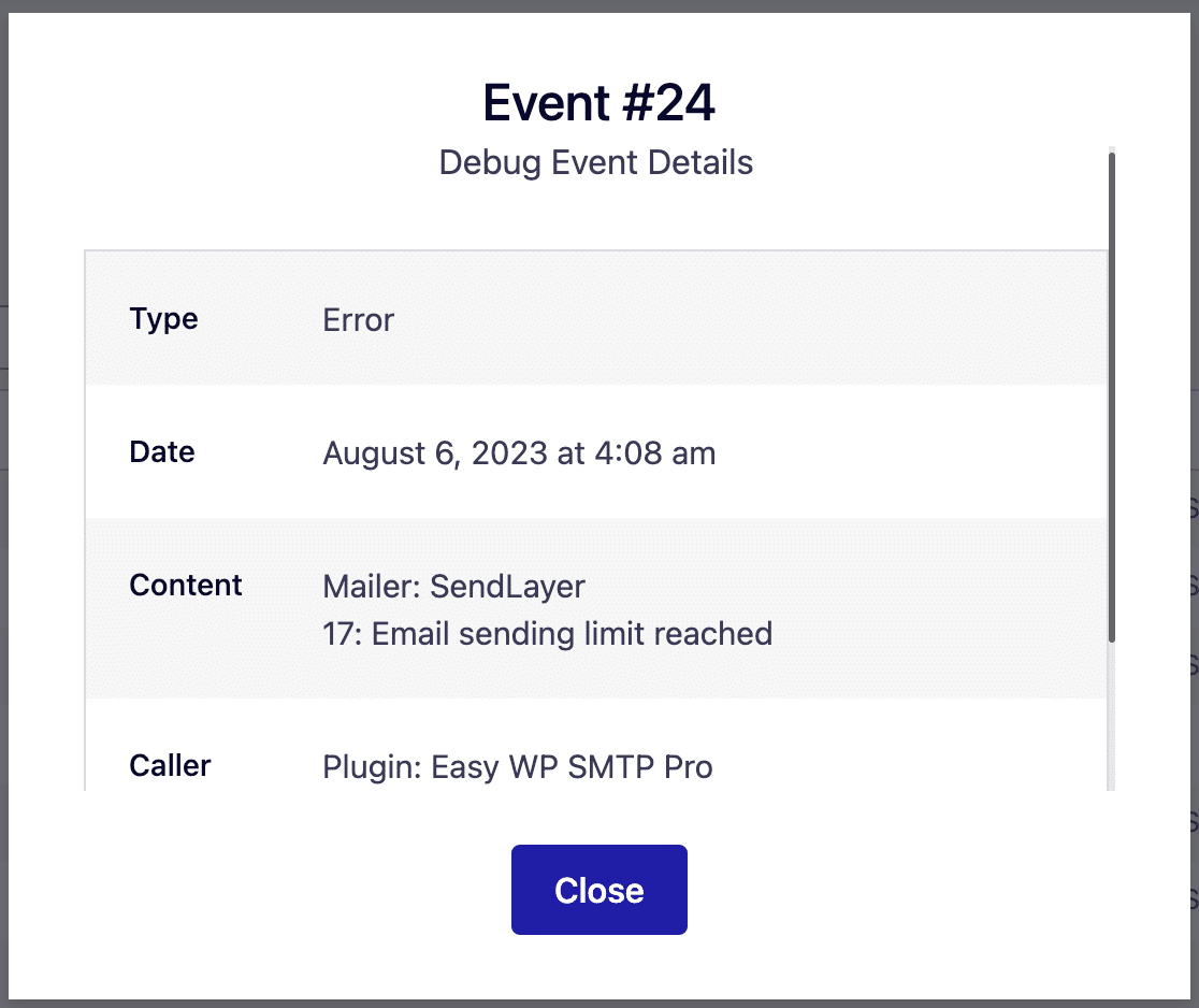 Debug event in Easy WP SMTP