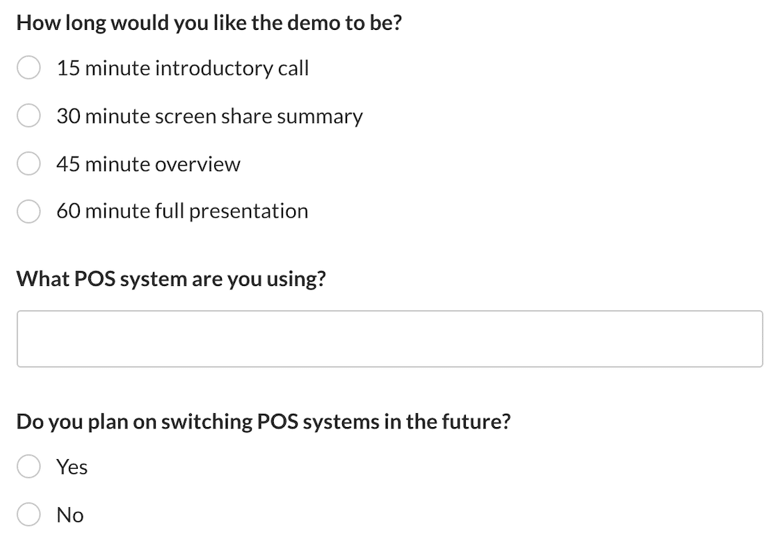 Demo request form template