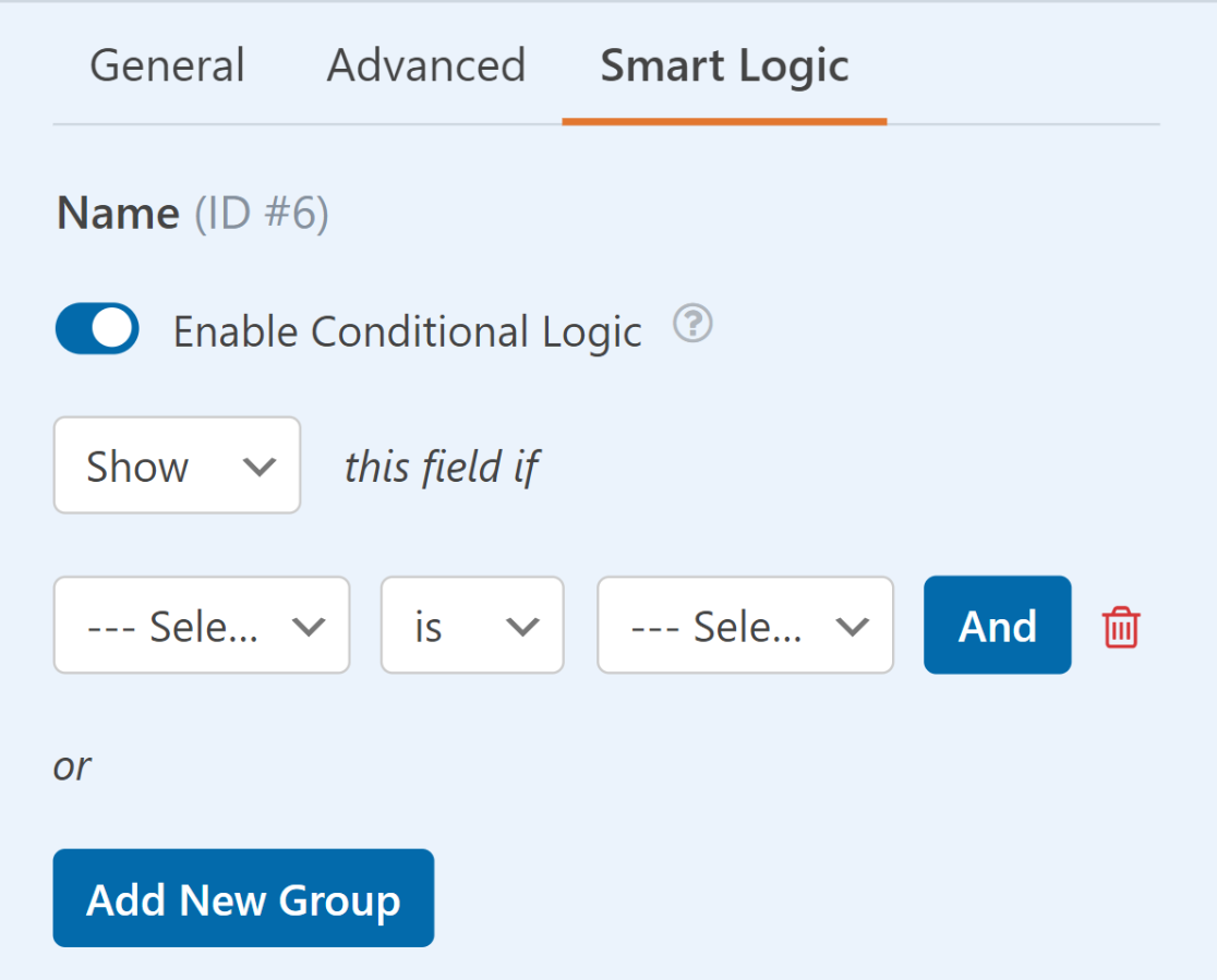 Enable conditional logic for repeater form