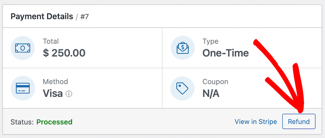 Refund a Stripe payment in WPForms