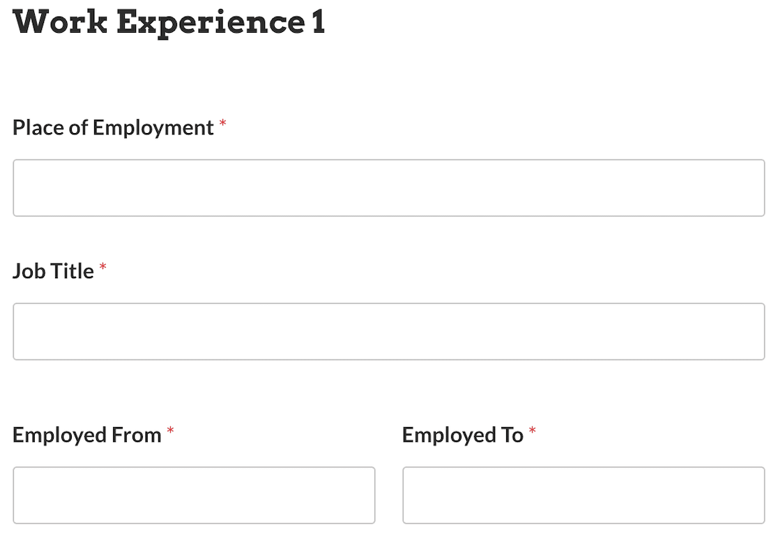 WPForms simple application form