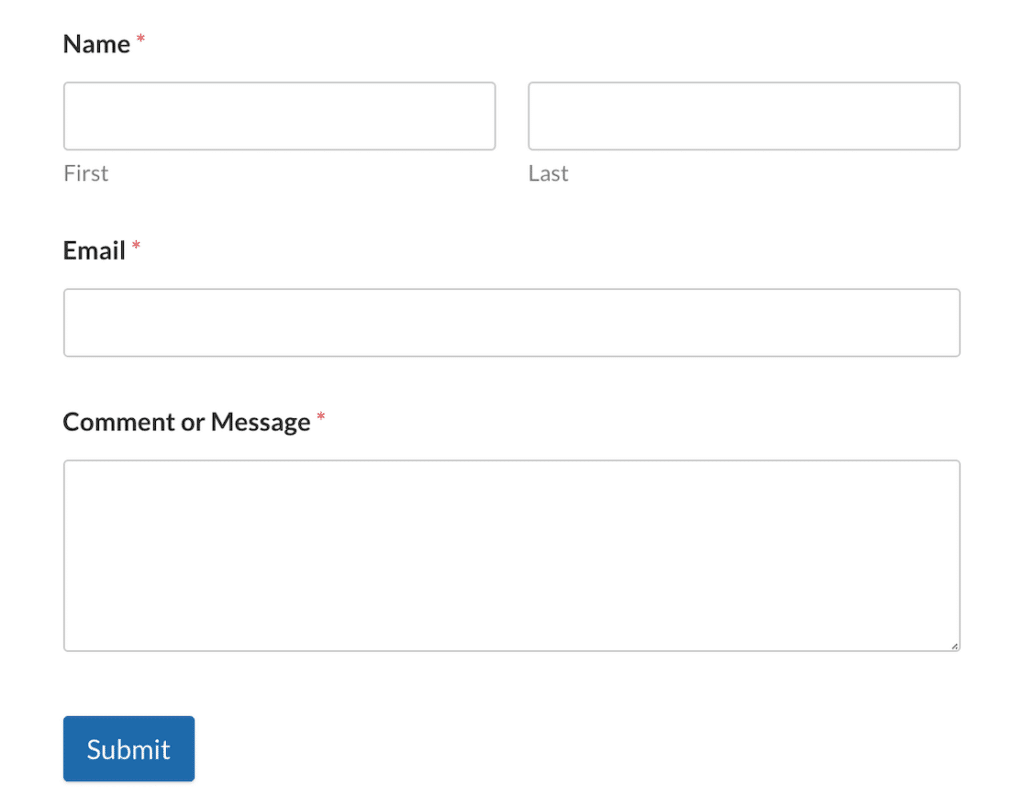 The WPForms simple contact form