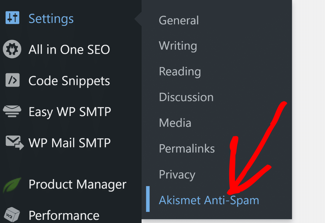 Akismet anti spam settings