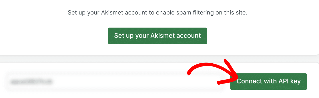 Connect with API key Akismet