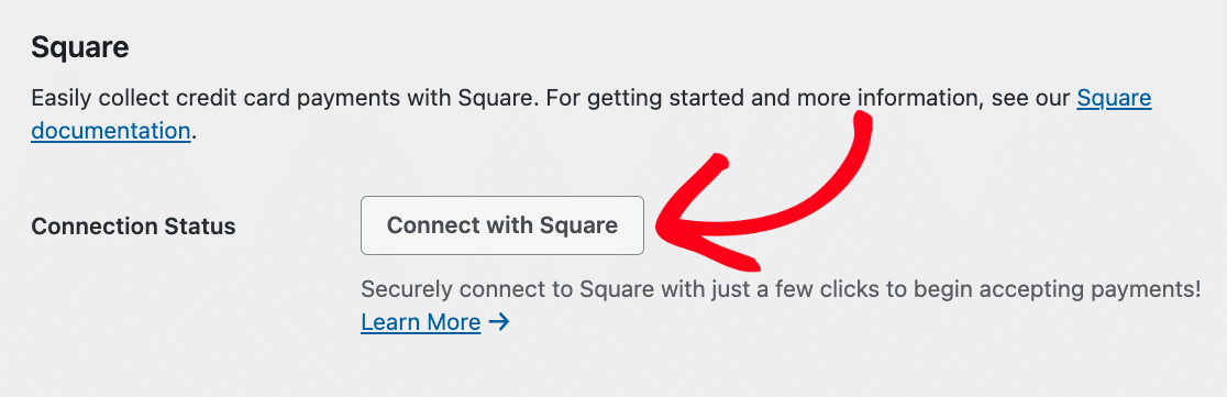 Connecting WPForms to a Square test account