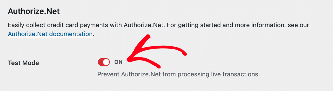 Enabling Authorize.Net test mode in WPForms