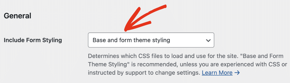 Include form styling option