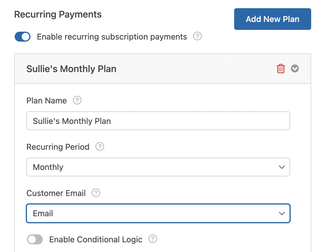 Stripe subscription settings