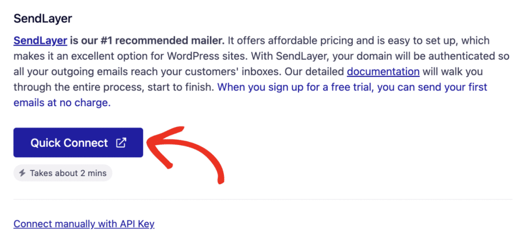 Recurso de conexão rápida do Sendlayer