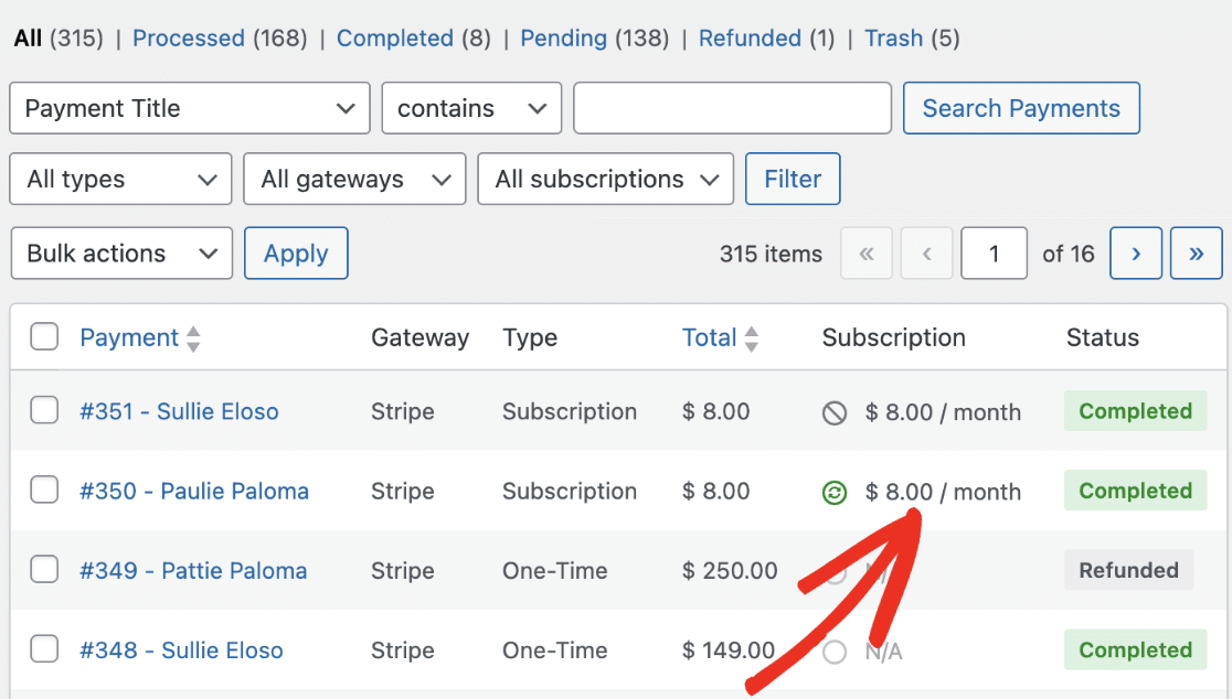 Subscription details