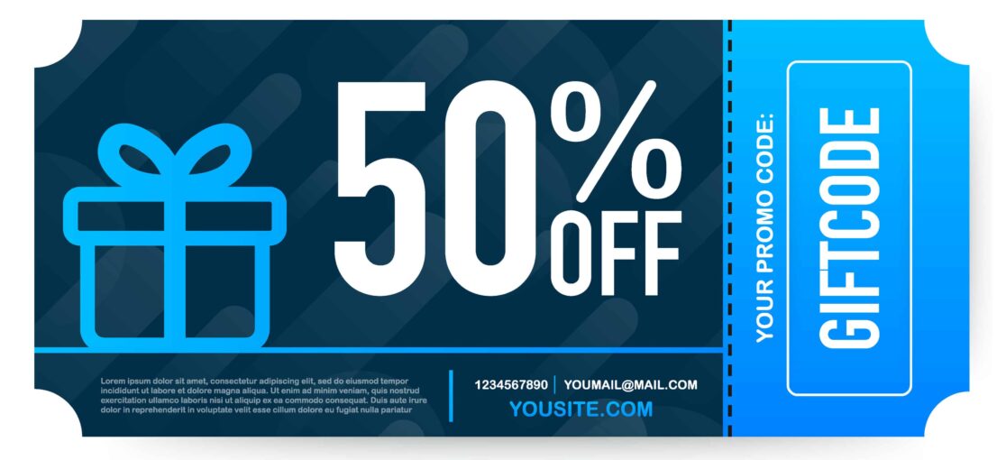 Coupon code discount 50 sign up advertising offer Vector Image